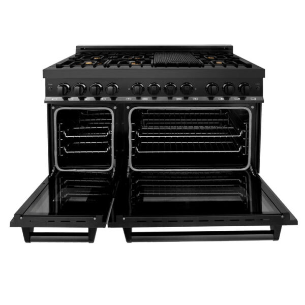 ZLINE 48 in. 6.0 cu. ft. Dual Fuel Range with Gas Stove and Electric Oven in Black Stainless Steel with Brass Burners (RAB-BR-48) - Image 11