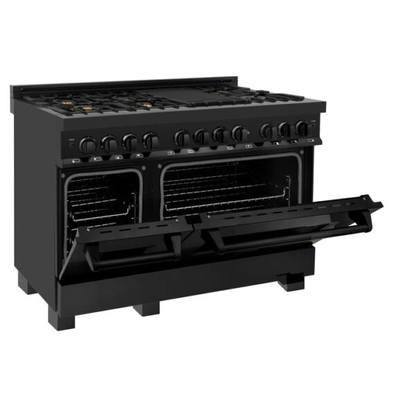 ZLINE 48 in. 6.0 cu. ft. Dual Fuel Range with Gas Stove and Electric Oven in Black Stainless Steel with Brass Burners (RAB-BR-48) - Image 22