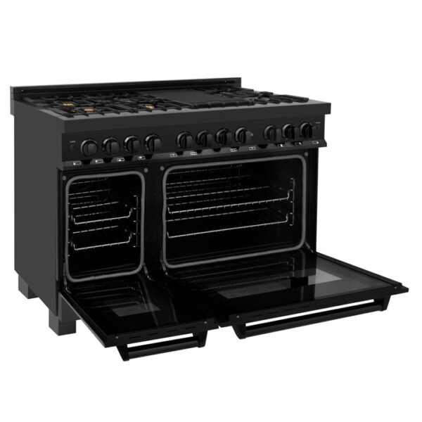 ZLINE 48 in. 6.0 cu. ft. Dual Fuel Range with Gas Stove and Electric Oven in Black Stainless Steel with Brass Burners (RAB-BR-48) - Image 21