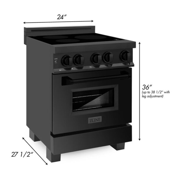 ZLINE 24 in. 2.8 cu. ft. Induction Range with a 3 Element Stove and Electric Oven in Black Stainless Steel (RAIND-BS-24) - Image 8