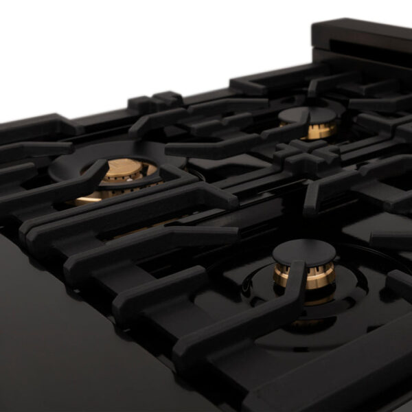 ZLINE Autograph Edition 48 in. Porcelain Rangetop with 7 Gas Burners in Black Stainless Steel and Polished Gold Accents (RTBZ-48-G) - Image 9