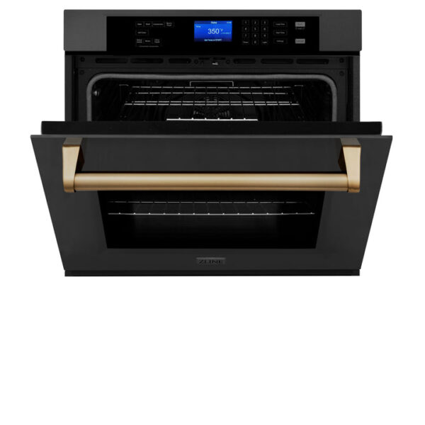 ZLINE 30 in. Autograph Edition Single Wall Oven with Self Clean and True Convection in Black Stainless Steel and Champagne Bronze Accents (AWSZ-30-BS-CB) - Image 16