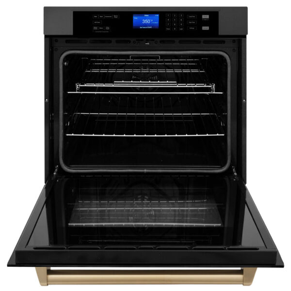 ZLINE 30 in. Autograph Edition Single Wall Oven with Self Clean and True Convection in Black Stainless Steel and Champagne Bronze Accents (AWSZ-30-BS-CB) - Image 14