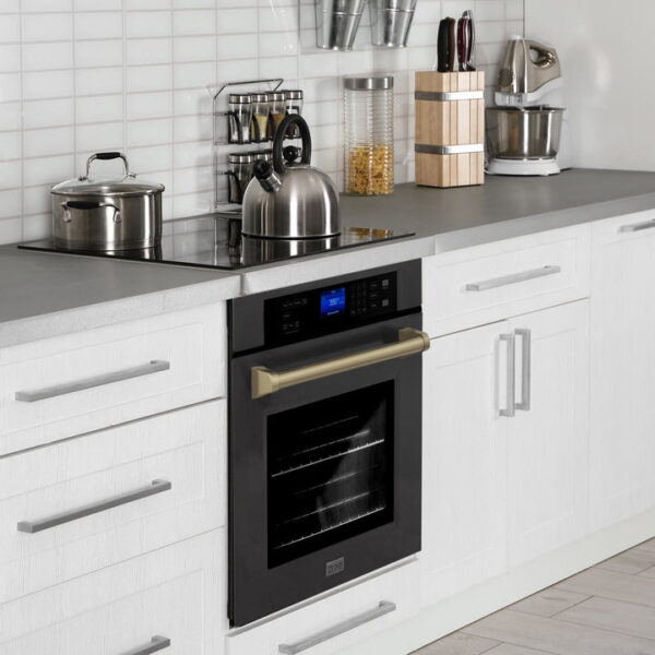 ZLINE 30 in. Autograph Edition Single Wall Oven with Self Clean and True Convection in Black Stainless Steel and Champagne Bronze Accents (AWSZ-30-BS-CB) - Image 17