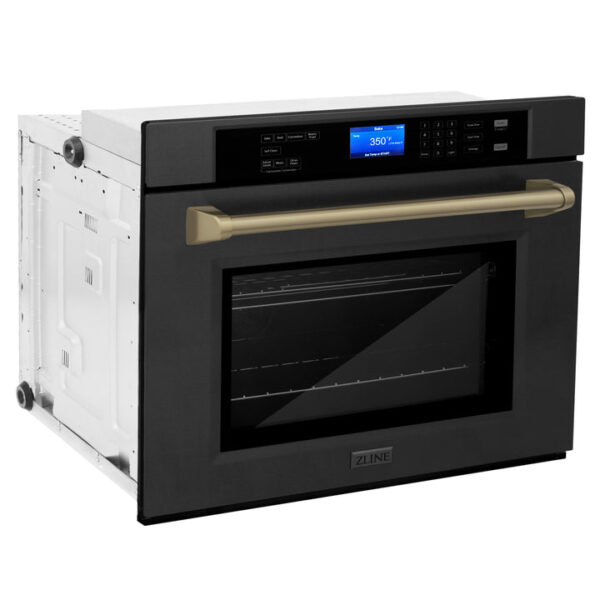 ZLINE 30 in. Autograph Edition Single Wall Oven with Self Clean and True Convection in Black Stainless Steel and Champagne Bronze Accents (AWSZ-30-BS-CB) - Image 8