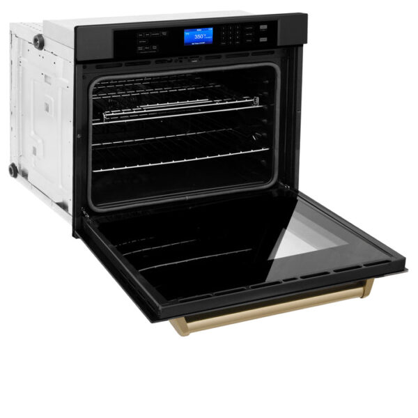 ZLINE 30 in. Autograph Edition Single Wall Oven with Self Clean and True Convection in Black Stainless Steel and Champagne Bronze Accents (AWSZ-30-BS-CB) - Image 5