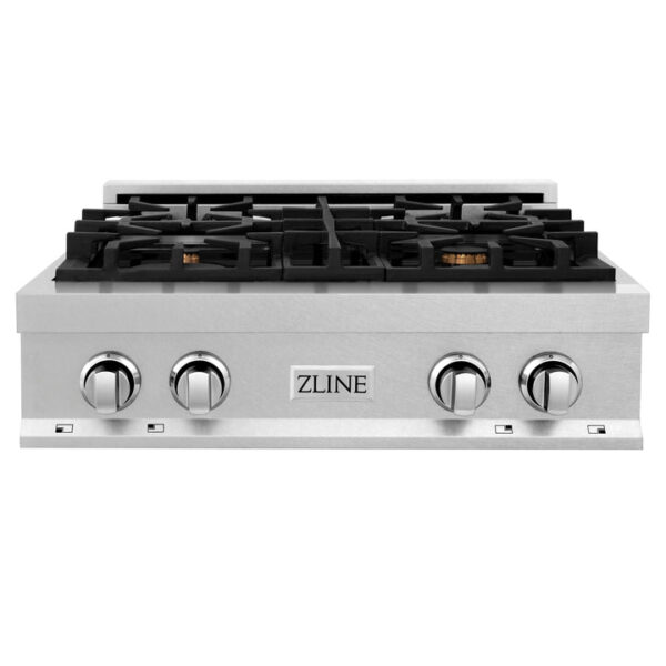 ZLINE 30 in. Porcelain Rangetop in DuraSnow Stainless Steel with 4 Gas Brass Burners (RTS-BR-30) - Image 2