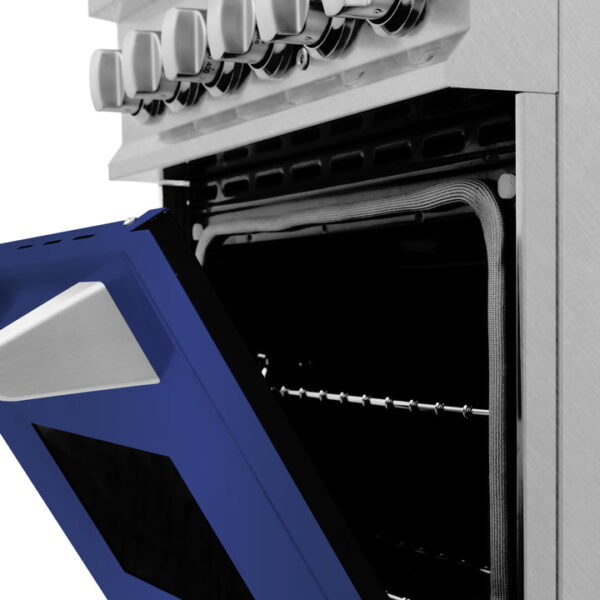 ZLINE 24 in. Professional Dual Fuel Range in Fingerprint Resistant Stainless Steel with Blue Matte Door (RAS-BM-24) - Image 10