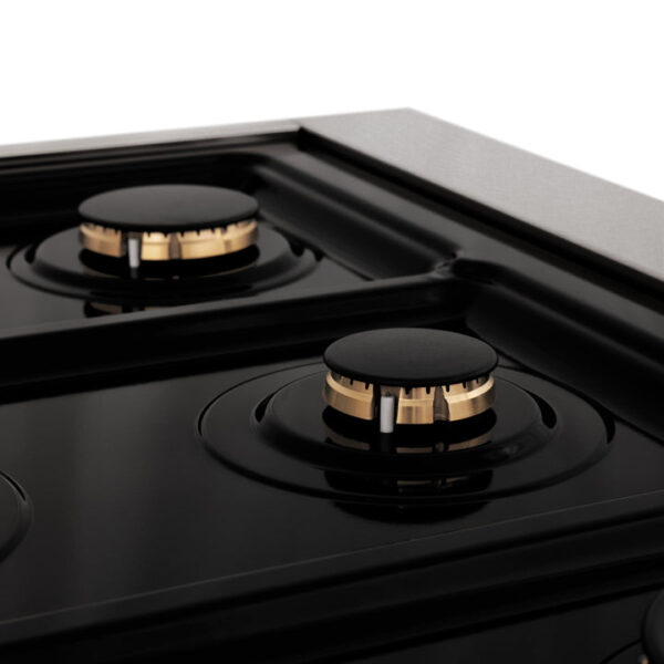 ZLINE Autograph Edition 48 in. 6.0 cu. ft. Dual Fuel Range with Gas Stove and Electric Oven in Stainless Steel with White Matte Door and Champagne Bronze Accents (RAZ-WM-48-CB) - Image 4