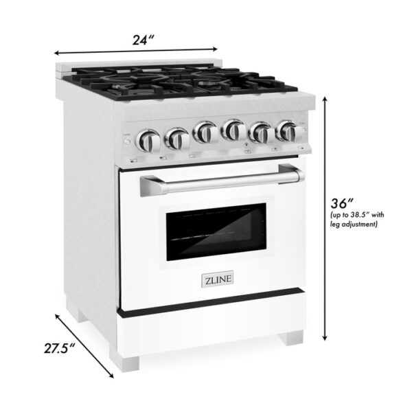 ZLINE 24 in. 2.8 cu. ft. Gas Oven and Gas Cooktop Range with Griddle and Brass Burners in Stainless Steel (RG-BR-GR-24) - Image 2