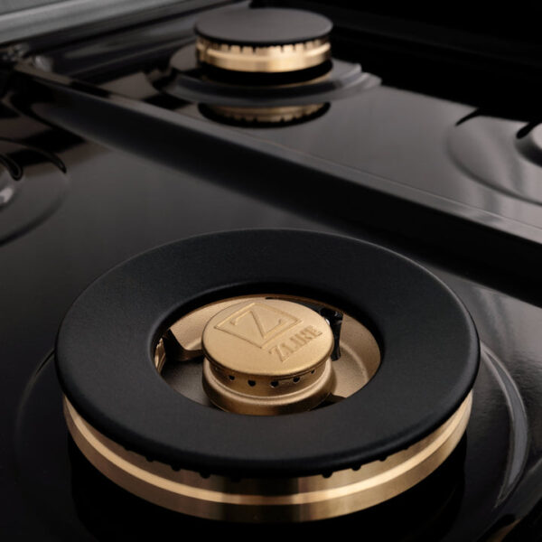 ZLINE Autograph Edition 48 in. Porcelain Rangetop with 7 Gas Burners in DuraSnow Stainless Steel and Polished Gold Accents (RTSZ-48-G) - Image 8
