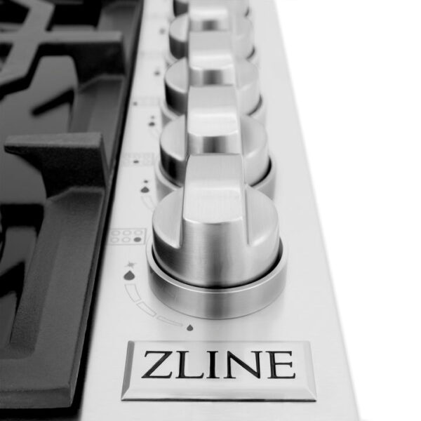 ZLINE 36 in. Dropin Cooktop with 6 Gas Brass Burners and Black Porcelain Top (RC-BR-36-PBT) - Image 9