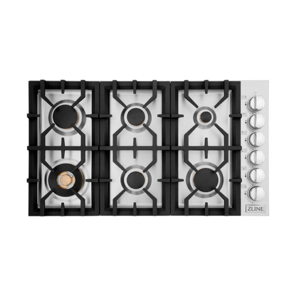 ZLINE 36 in. Dropin Cooktop With 6 Gas Brass Burners (RC-BR-36) - Image 9