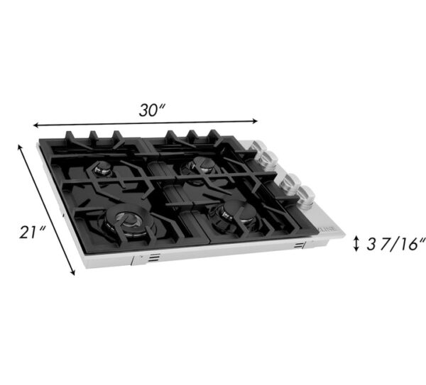 ZLINE 30 in. Dropin Cooktop with 4 Gas Burners and Black Porcelain Top (RC30-PBT) - Image 6