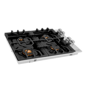 ZLINE 30 in. Dropin Cooktop with 4 Gas Brass Burners and Black Porcelain Top (RC-BR-30-PBT)