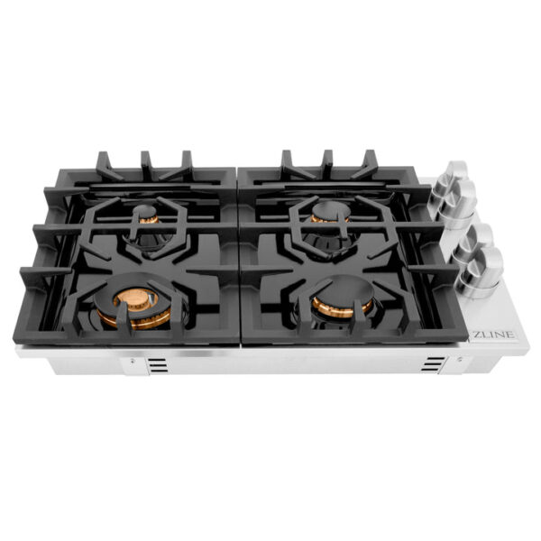 ZLINE 30 in. Dropin Cooktop with 4 Gas Brass Burners and Black Porcelain Top (RC-BR-30-PBT) - Image 12
