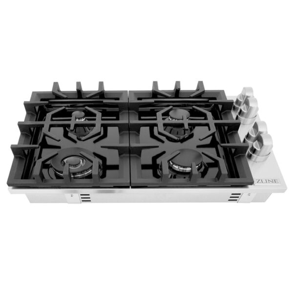 ZLINE 30 in. Dropin Cooktop with 4 Gas Burners and Black Porcelain Top (RC30-PBT) - Image 7