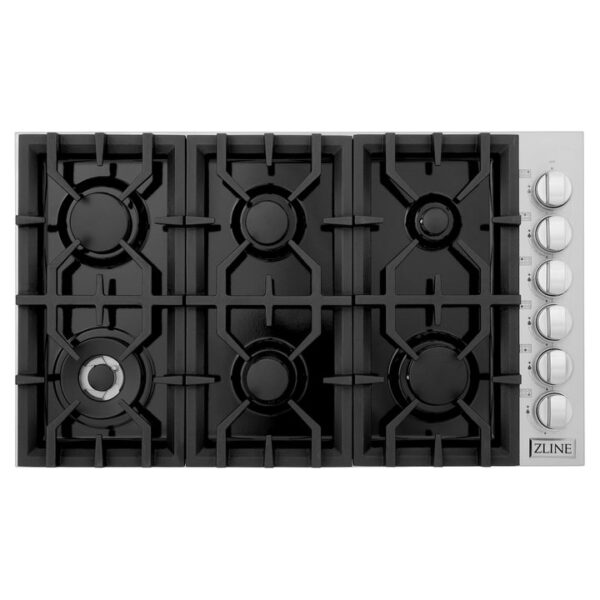 ZLINE 36 in. Dropin Cooktop with 6 Gas Burners and Black Porcelain Top (RC36-PBT) - Image 9