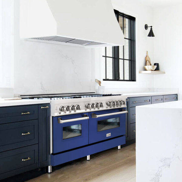 ZLINE 60 in. 7.4 cu. ft. Dual Fuel Range with Gas Stove and Electric Oven in Stainless Steel with Blue Matte (RA-BM-60) - Image 10