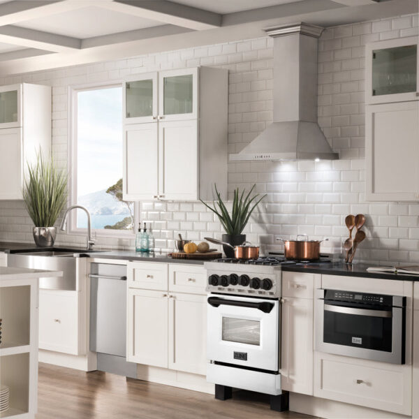 ZLINE Autograph Edition 24 in. 2.8 cu. ft. Range with Gas Stove and Gas Oven in Fingerprint Resistant Stainless Steel with White Matte Door and Matte Black Accents (RGSZ-WM-24-MB) - Image 18