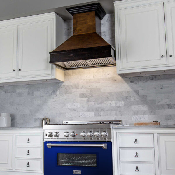 ZLINE 36 in. Dual Fuel Range with Gas Stove and Electric Oven in Stainless Steel with Blue Matte Door (RA-BM-36) - Image 5