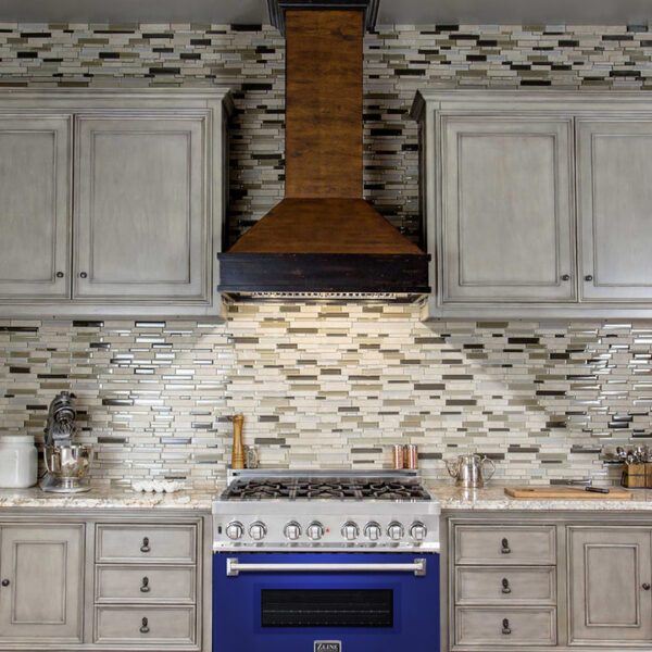 ZLINE 36 in. Dual Fuel Range with Gas Stove and Electric Oven in Stainless Steel with Blue Matte Door (RA-BM-36) - Image 3