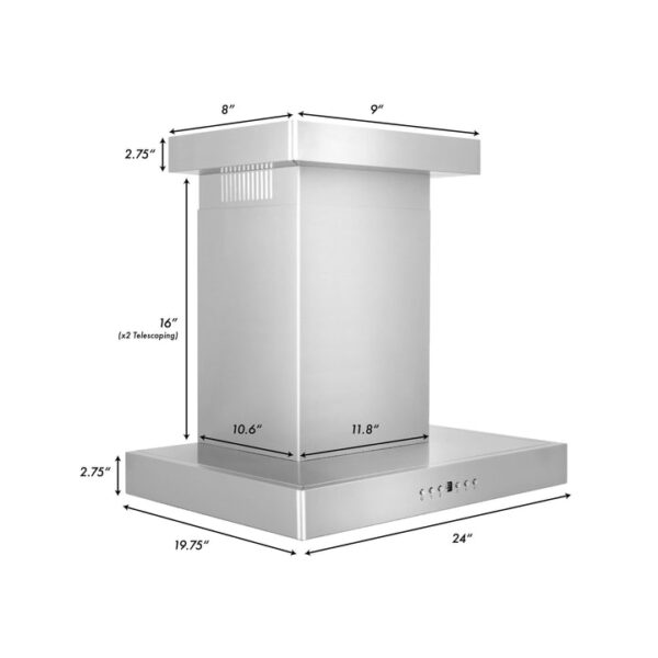 ZLINE Convertible Vent Wall Mount Range Hood in Stainless Steel with Crown Molding (KECRN) - Image 2