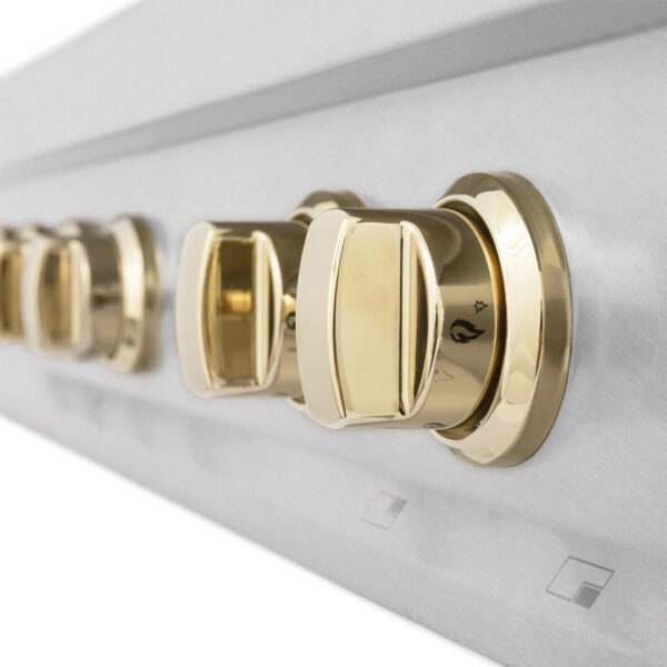 ZLINE Autograph Edition 36 in. Porcelain Rangetop with 6 Gas Burners in DuraSnow Stainless Steel with Polished Gold Accents (RTSZ-36-G) - Image 11