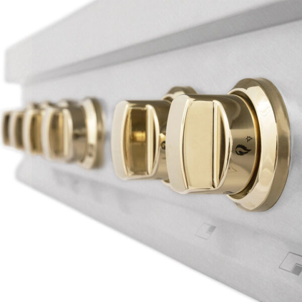 ZLINE Autograph Edition 48 in. Porcelain Rangetop with 7 Gas Burners in DuraSnow Stainless Steel and Polished Gold Accents (RTSZ-48-G) - Image 10