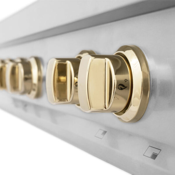 ZLINE Autograph Edition 36 in. Porcelain Rangetop with 6 Gas Burners in Stainless Steel with Polished Gold Accents (RTZ-36-G) - Image 10