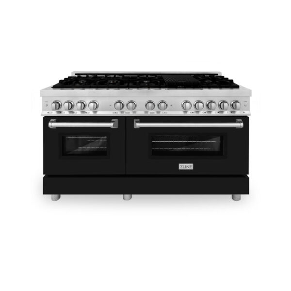 ZLINE 60 in. 7.4 cu. ft. Dual Fuel Range with Gas Stove and Electric Oven in Fingerprint Resistant Stainless Steel with Black Matte Door (RAS-BLM-60) - Image 11