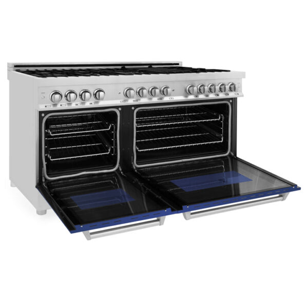 ZLINE 60 in. 7.4 cu. ft. Dual Fuel Range with Gas Stove and Electric Oven in Stainless Steel with Blue Matte (RA-BM-60) - Image 15