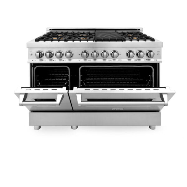 ZLINE 48 in. Fingerprint Resistant Stainless Steel 6.0 cu.ft. 7 Gas Burner/Electric Oven Range with Brass Burners (RAS-SN-BR-48) - Image 6