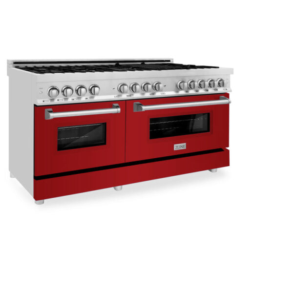 ZLINE 60 in. 7.4 cu. ft. Dual Fuel Range with Gas Stove and Electric Oven in Fingerprint Resistant Stainless Steel with Red Gloss Door (RAS-RG-60) - Image 17