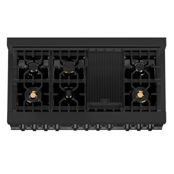 ZLINE 48 in. 6.0 cu. ft. Dual Fuel Range with Gas Stove and Electric Oven in Black Stainless Steel with Brass Burners (RAB-BR-48) - Image 20