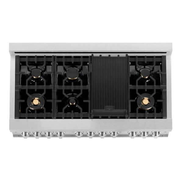 ZLINE 48 in. 6.0 cu. ft. Electric Oven and Gas Cooktop Dual Fuel Range with Griddle and White Matte Door in Stainless Steel (RA-WM-GR-48) - Image 5