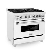 ZLINE 36 in. Professional Dual Fuel Range in Fingerprint Resistant Stainless Steel with Brass Burners (RAS-SN-BR-36)