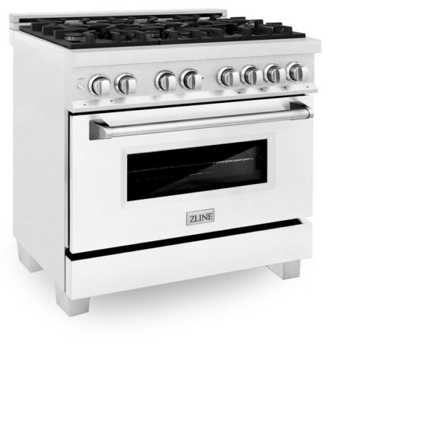 ZLINE 36 in. Professional Dual Fuel Range in Fingerprint Resistant Stainless Steel with White Matte Door (RAS-WM-36) - Image 6