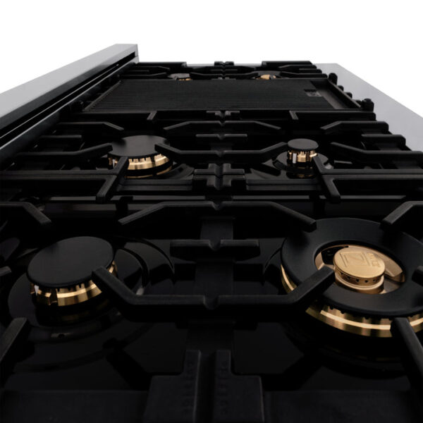 ZLINE Autograph Edition 60 in. 7.4 cu. ft. Dual Fuel Range with Gas Stove and Electric Oven in Stainless Steel with Matte Black Accents (RAZ-60-MB) - Image 12
