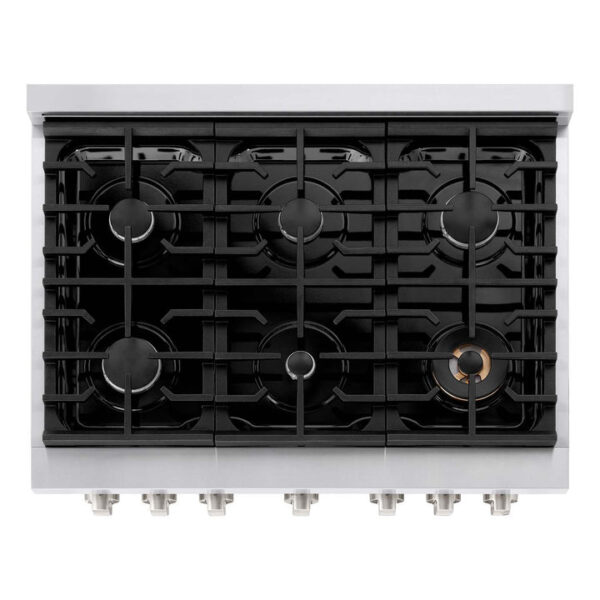 ZLINE 36 in. 5.2 cu. ft. 6 Burner Gas Range with Convection Gas Oven in Stainless Steel (SGR36) - Image 2