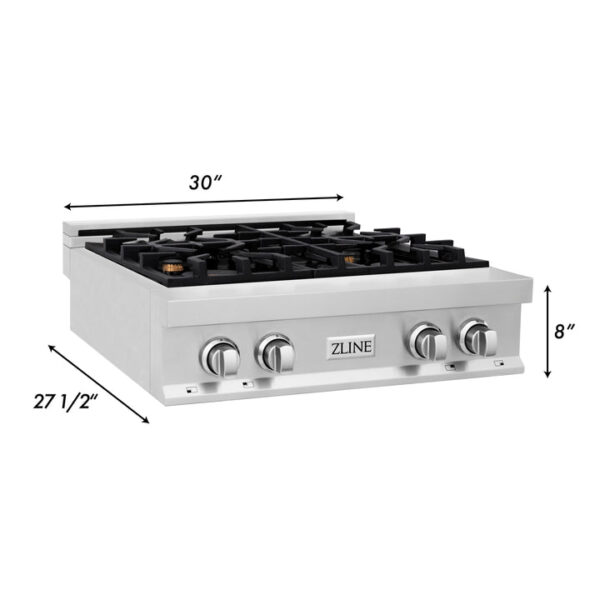 ZLINE 30 in. Porcelain Gas Stovetop with 4 Gas Brass Burners (RT-BR-30) - Image 6