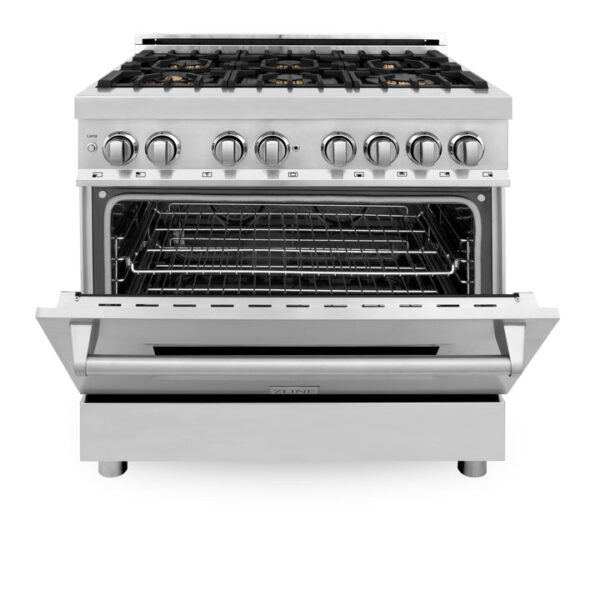 ZLINE 36 in. Dual Fuel Range with Gas Stove and Electric Oven in Stainless Steel with Brass Burners (RA-BR-36) - Image 6