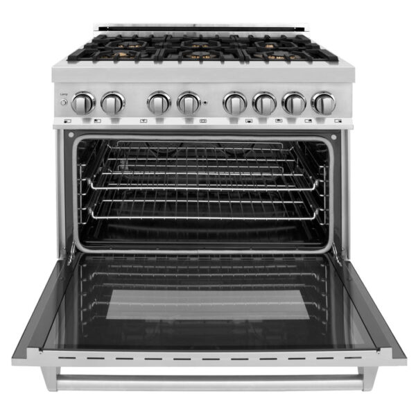 ZLINE 36 in. Dual Fuel Range with Gas Stove and Electric Oven in Stainless Steel with Brass Burners (RA-BR-36) - Image 7