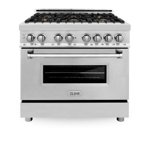 ZLINE 36 in. Dual Fuel Range with Gas Stove and Electric Oven in Stainless Steel with Brass Burners (RA-BR-36) - Image 8