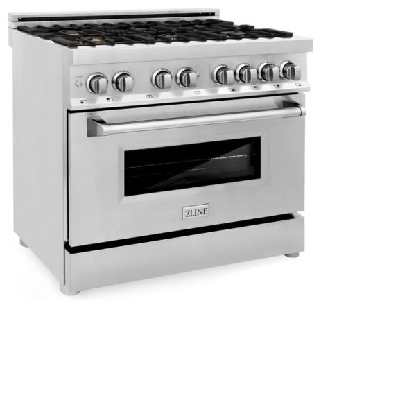 ZLINE 36 in. Dual Fuel Range with Gas Stove and Electric Oven in Stainless Steel with Brass Burners (RA-BR-36) - Image 5