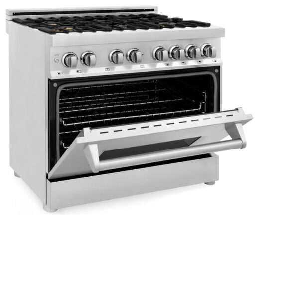ZLINE 36 in. Dual Fuel Range with Gas Stove and Electric Oven in Stainless Steel with Brass Burners (RA-BR-36) - Image 4