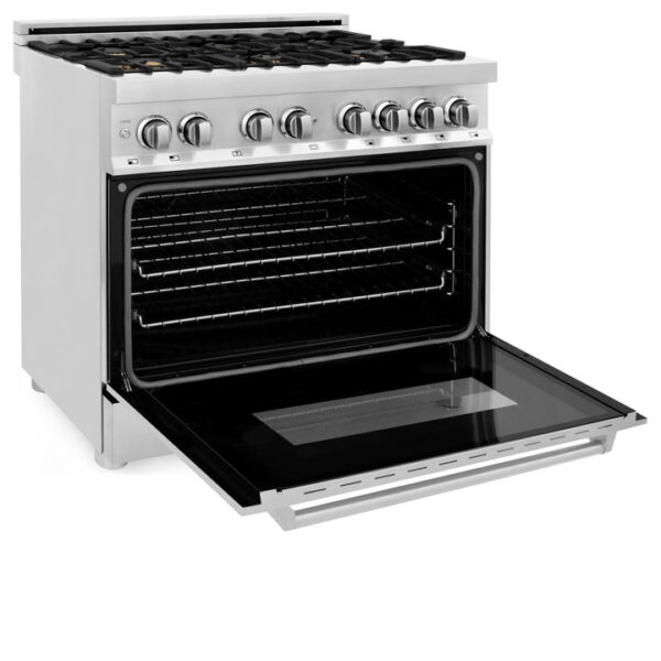 ZLINE 36 in. Dual Fuel Range with Gas Stove and Electric Oven in Stainless Steel with Brass Burners (RA-BR-36) - Image 3