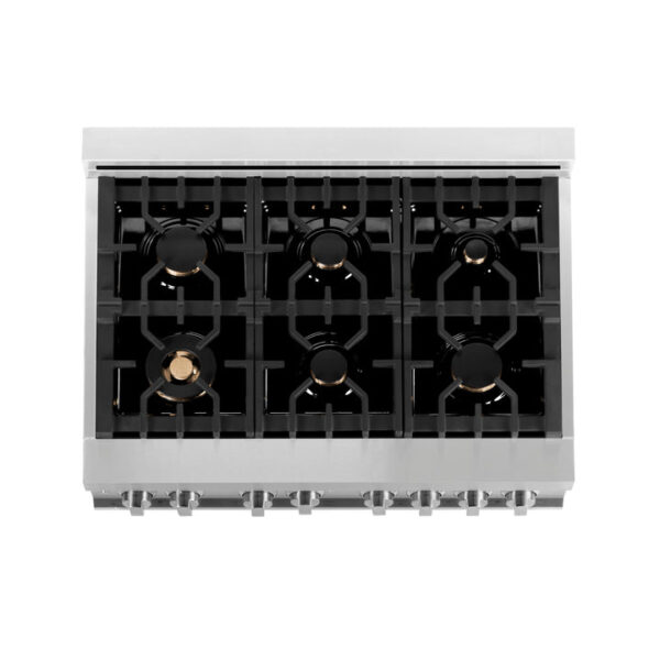 ZLINE 36 in. Dual Fuel Range with Gas Stove and Electric Oven in Stainless Steel with Brass Burners (RA-BR-36) - Image 9