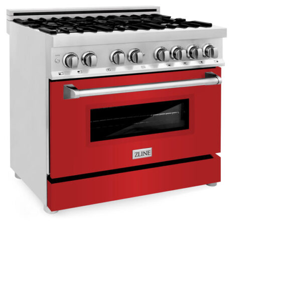 ZLINE 36 in. Dual Fuel Range with Gas Stove and Electric Oven in Stainless Steel with White Matte Door (RA-WM-36) - Image 9