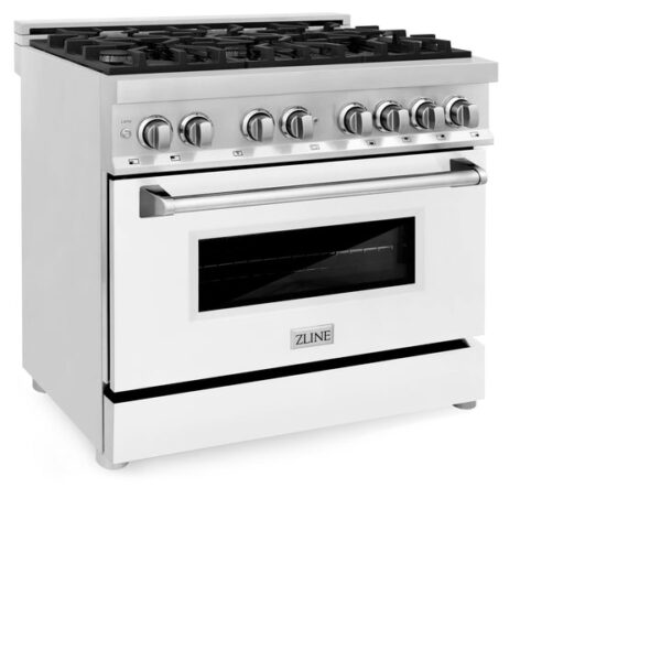ZLINE 36 in. Dual Fuel Range with Gas Stove and Electric Oven in Stainless Steel with White Matte Door (RA-WM-36) - Image 6